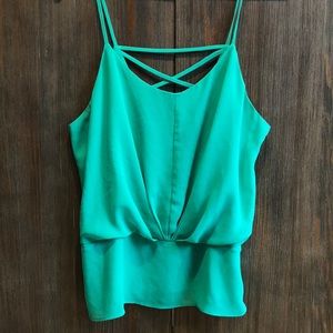 Teal Strappy Top with Open Back Detail